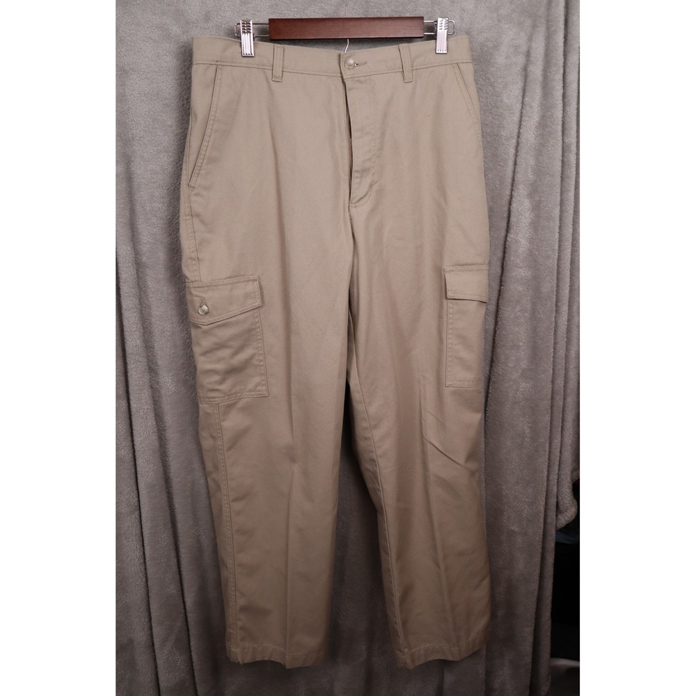 David Taylor Collection Mens Khaki Cargo Pants 36x30 Elastic Waist Tan Utility